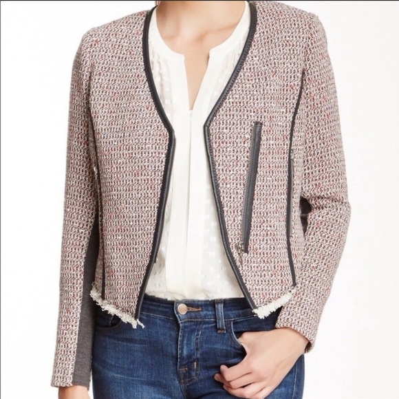 Rebecca Taylor Jackets & Blazers - REBECCA TAYLOR Tweed Moto Blazer Cutaway Raw Hem 0